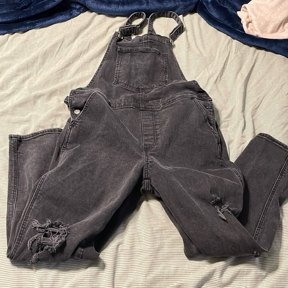 Like new old navy black distressed overalls